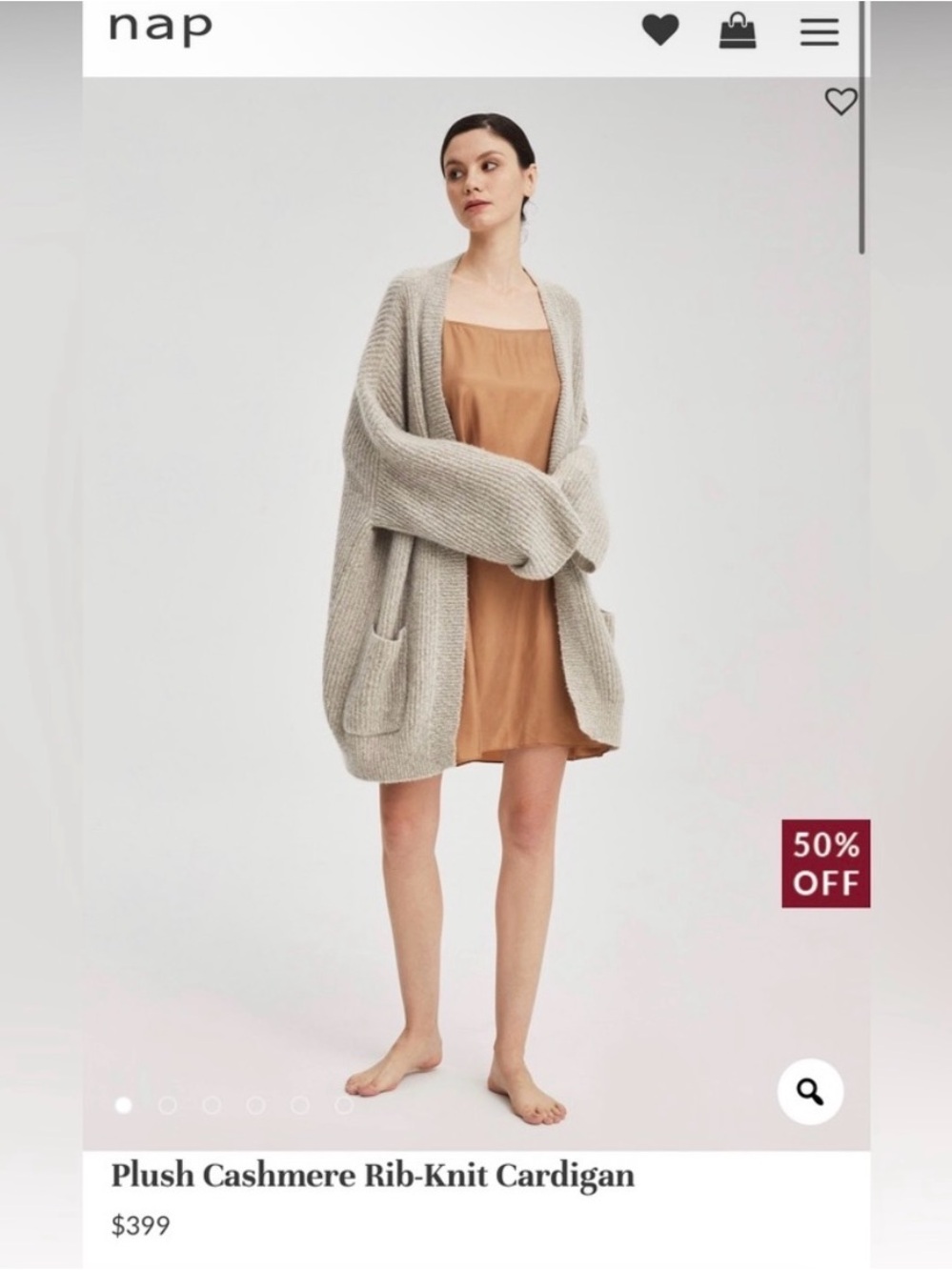 Plush Cashmere Rib-Knit Cardigan - Cream Nap originally $399